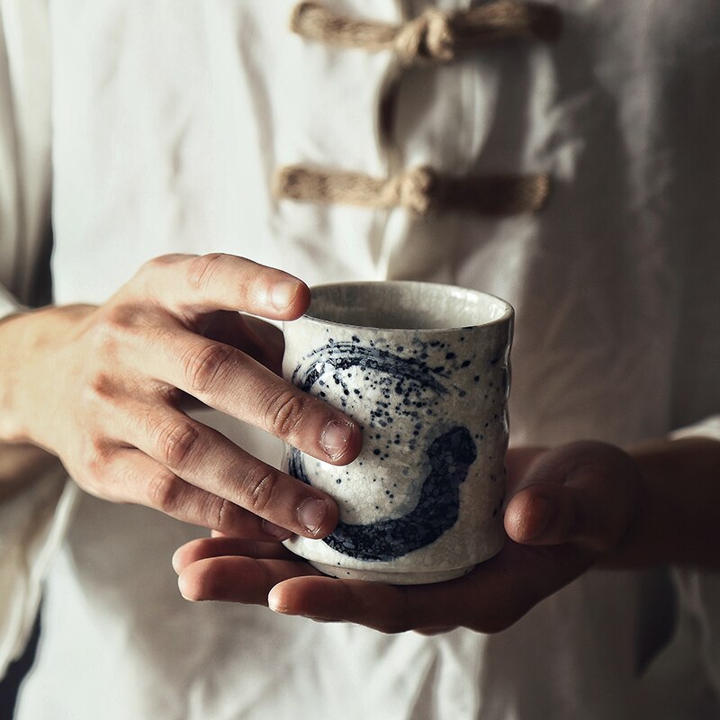 RUX WORKSHOP Japanese Style Teacup Water Cup Stoneware Ceramic Hand-painted Kungfu Teacup Cuisine Drinkware