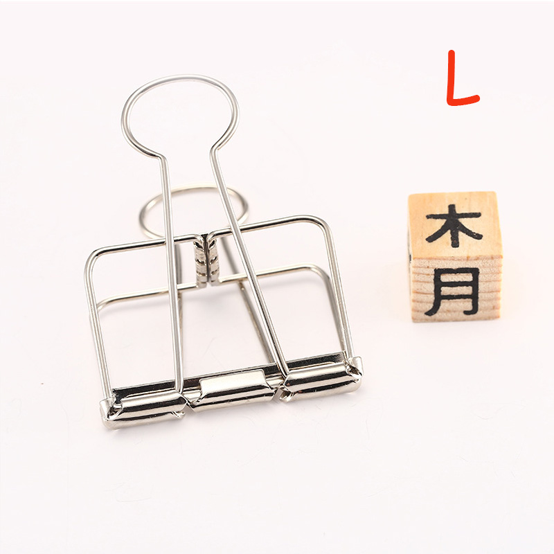 1 PCS Novelty Solid Color Hollow Out Metal Binder Clips S M L Notes Letter Paper Clips Marking Office Stationery Supplies: L Silver
