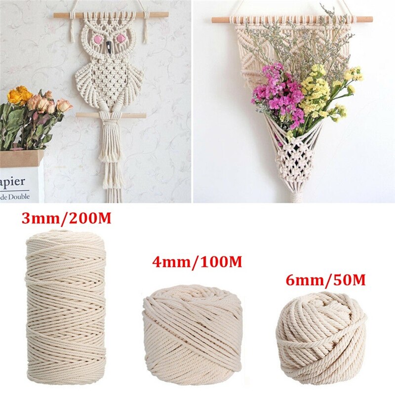 3mm/4mm/5mm/6mm DIY Cotton Cord Twisted String Macrame Braided Rope Home Wedding Handmade Accessories