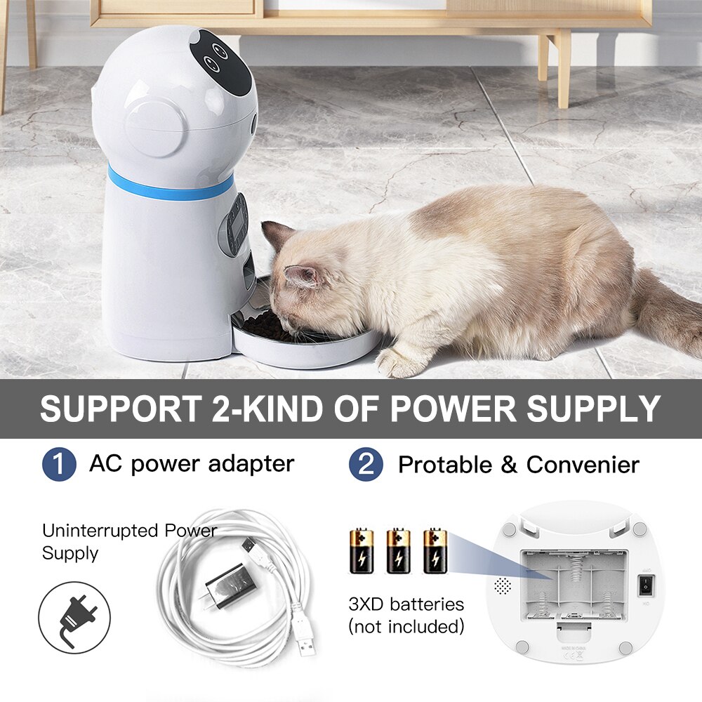Automatic Pet Feeders US/UK/EU Plug With Voice Record Stainless Steel Dog Food Bowl Auto Cat LCD Screen Timer Food Dispenser