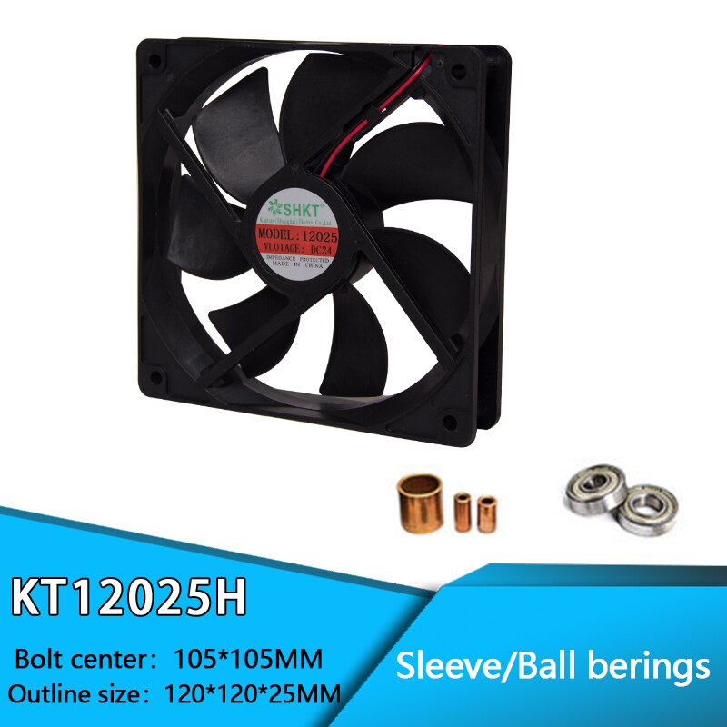 KT12025H Borstelloze Pc Case Cpu Cooler Cooling Dc Fan 2 Pin 12 V/24 V Mouw En Kogellager 120 Mm X 25 Mm