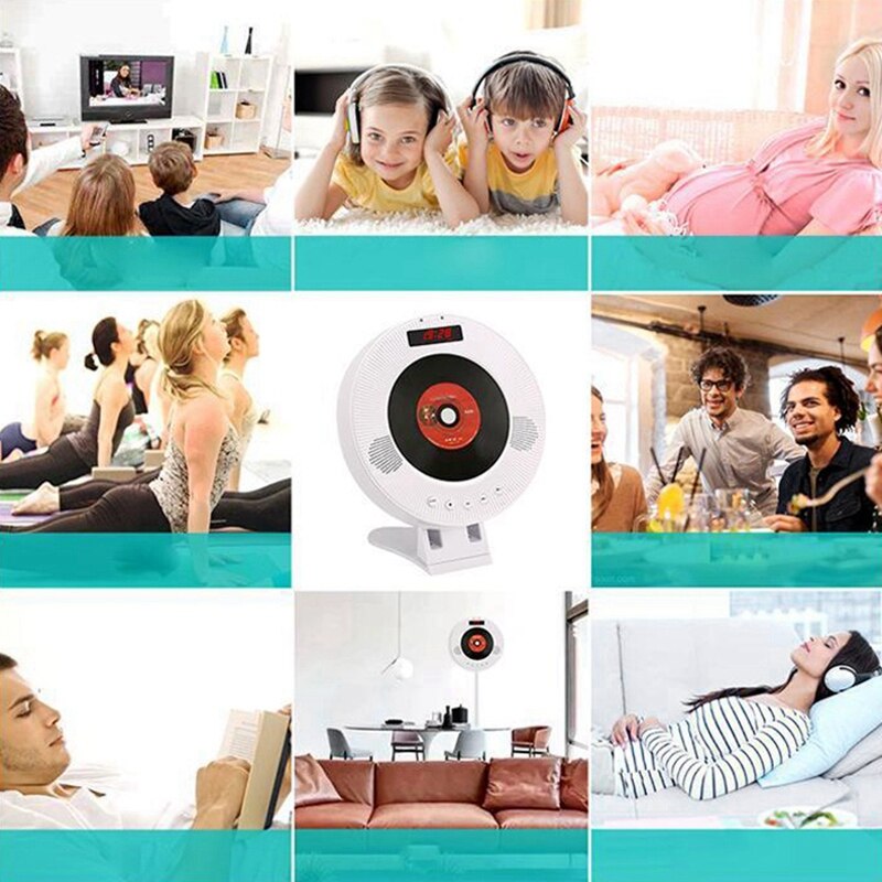 Wall Mounted CD Player Surround Sound DVD MPlayer Hifi FM Radio Bluetooth Portable Music Player Remote Control Support USB TF Ca