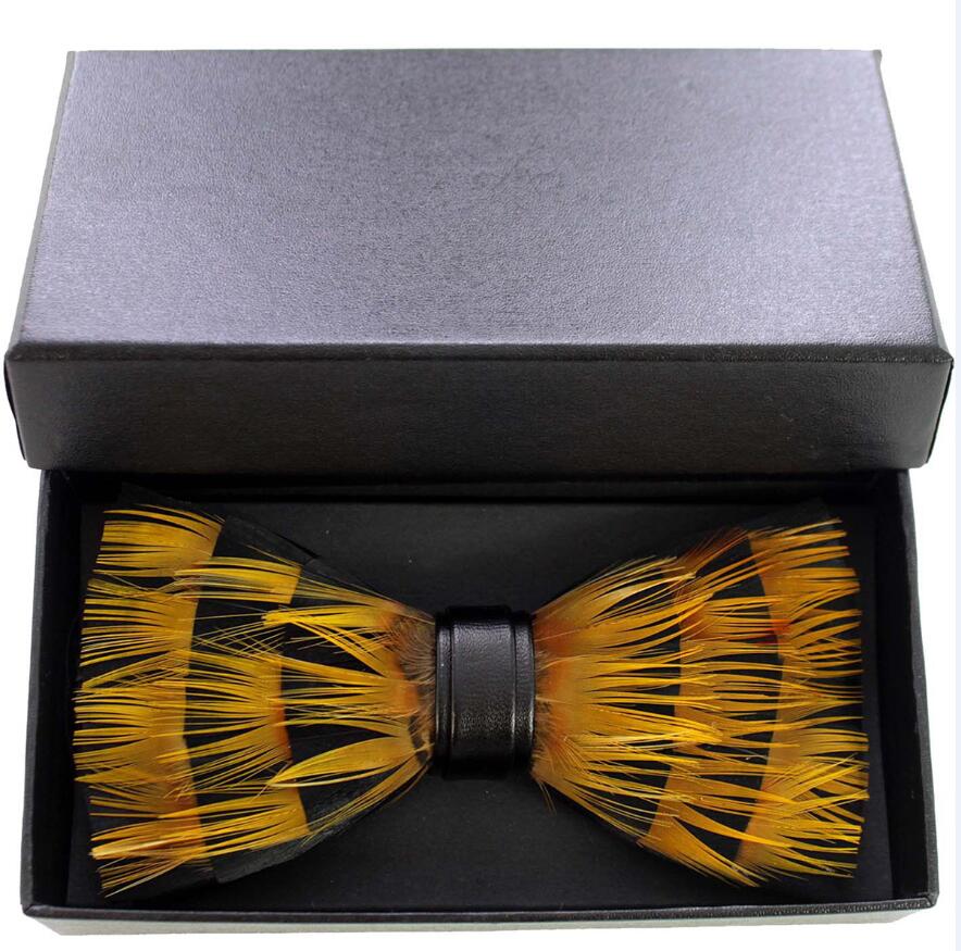 Ricnais – nœud papillon en cuir et plume pour homme, fait à la main, avec boîte , accessoires pour fête de mariage: 19