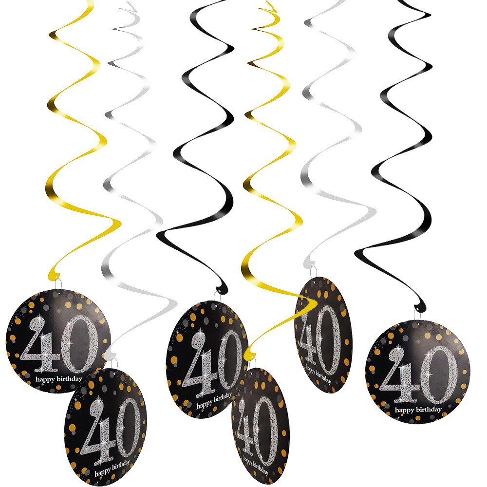 Zwillinge Party Glücklich Geburtstag Dekoration 18 21 30 40 50 60 70 Jahre Hängen Wirbelt Spirale Ornament Erwachsene Jubiläum Party liefert: Entwurf-04