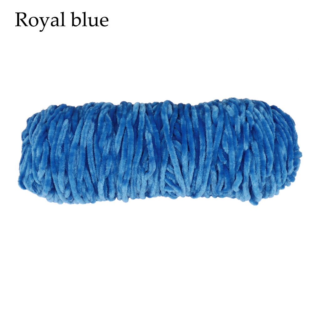 100g Hand geweven Garen Fluwelen Garen Getexturiseerde Polyester Gemengd Katoen Suggereren DIY trui sjaal lijn 4 MM- 5 MM Breien Garen Hand: royal blue