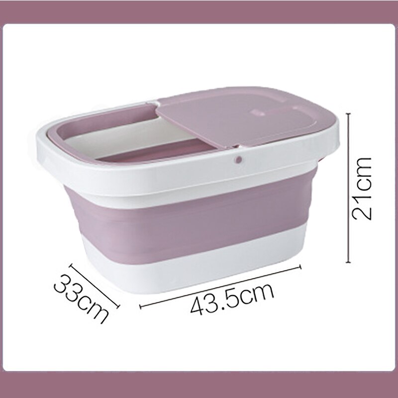 Folding Plastic Bucket Footbath Spa Foot Bath Bucket Basin Sauna Soaking Foaming Massage Bucket Storage Bucket Basket Container: L-pink