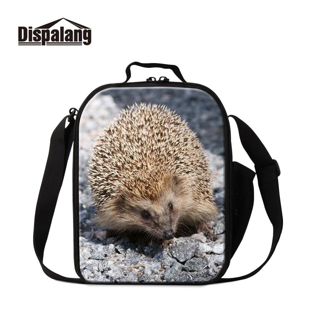 Dispalang Portable Lunch Pouch Insulated Hedgehog Word Thermal Girl Cooler Box Storage Bags for Kid Container Food Picnic Packet: Dark Grey