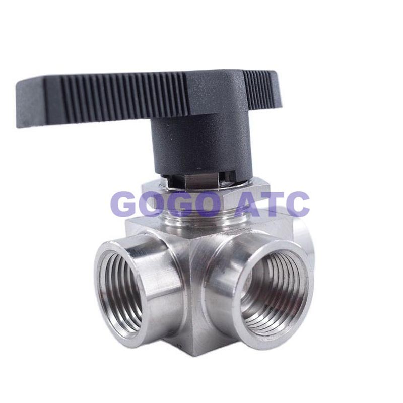Tee Ball valve female G thread stainless steel 304 High temperature pressure three way Horizontal Panel Switching ball valve