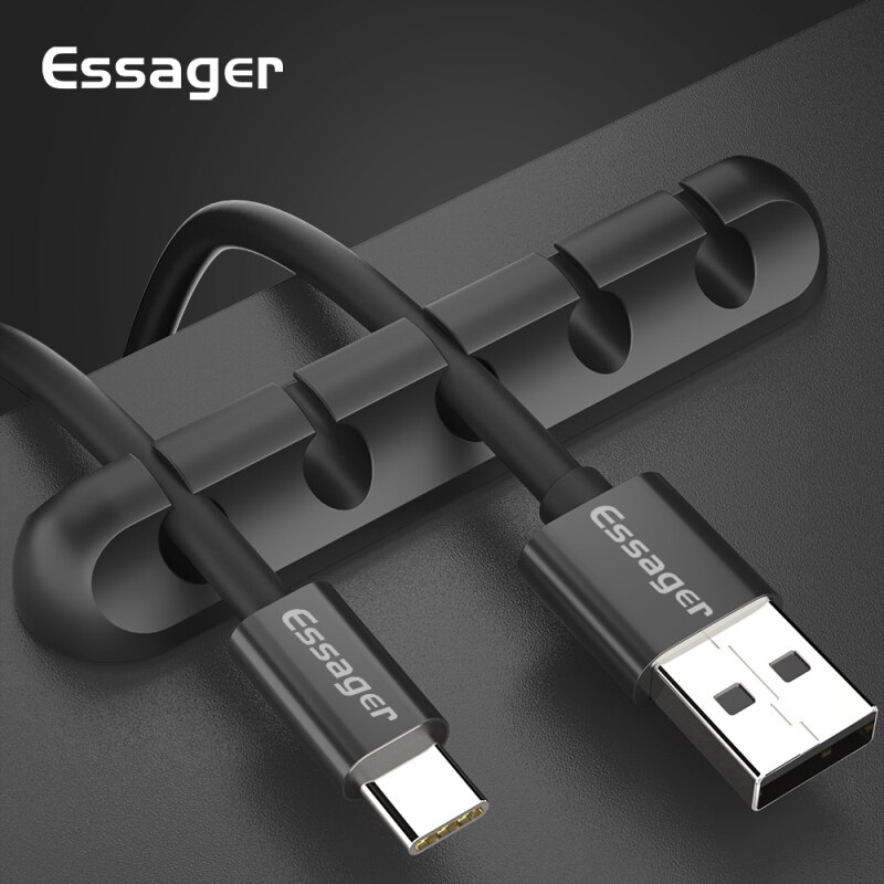 Essager Cable Clip Desk Tidy wire cable organizer Phone Wire USB Charger cable Holder Lead Fixings protector mobile phone cables