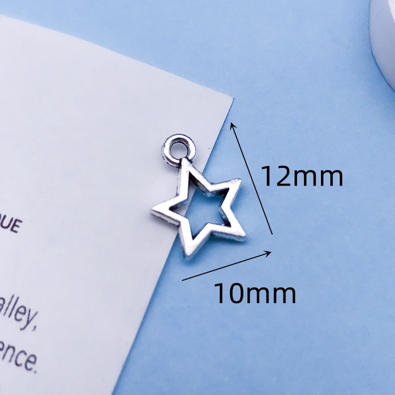 10 Uds. De colgante de estrella hueca de 12x10mm de Color plateado Retro para collar, pendientes, pulsera, fabricación de accesorios de joyería DIY