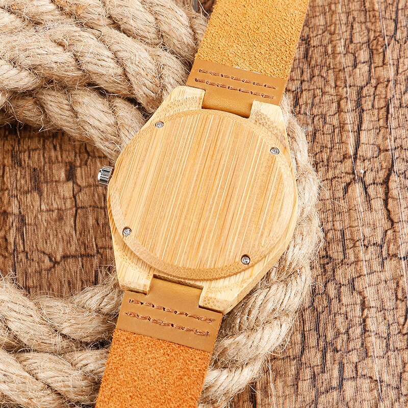 Reloj hecho a mano de madera natural relojes de madera de bambú creativos para hombre, reloj de pulsera con número de talla Simple, artículo de para hombre