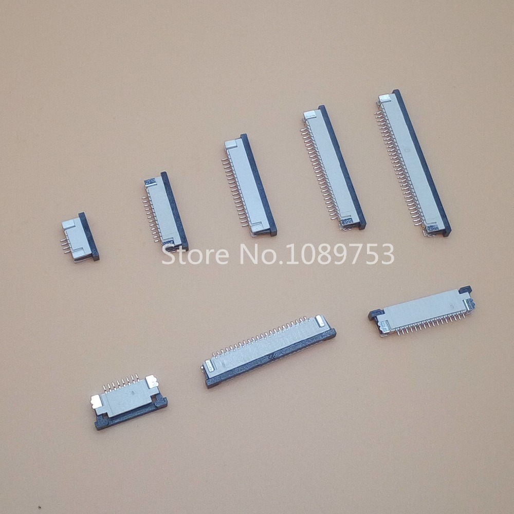 10 stks FFC/FPC connector 1.0mm 4 Pin 6 8 9 10 12 14 16 18 20 22 24 26 30 P Bottom Contact haakse SMD/SMT ZIF
