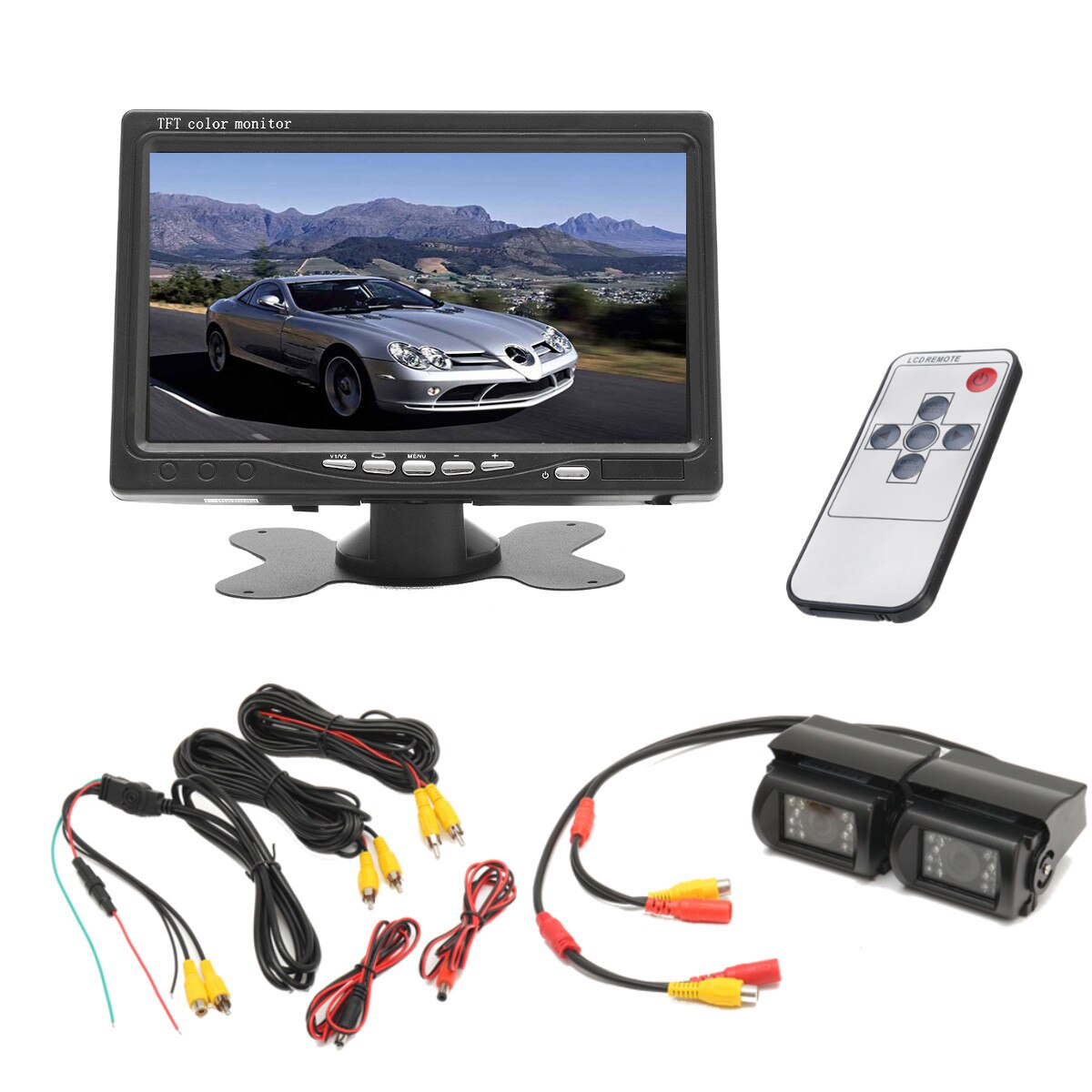 7 "Draadloze Auto Monitor Tft Lcd Auto Achteruitrijcamera Hd Truck Camera Parking System Voor Bus Rv Van reverse Backup Nachtzicht: 2XCamera Monitor B