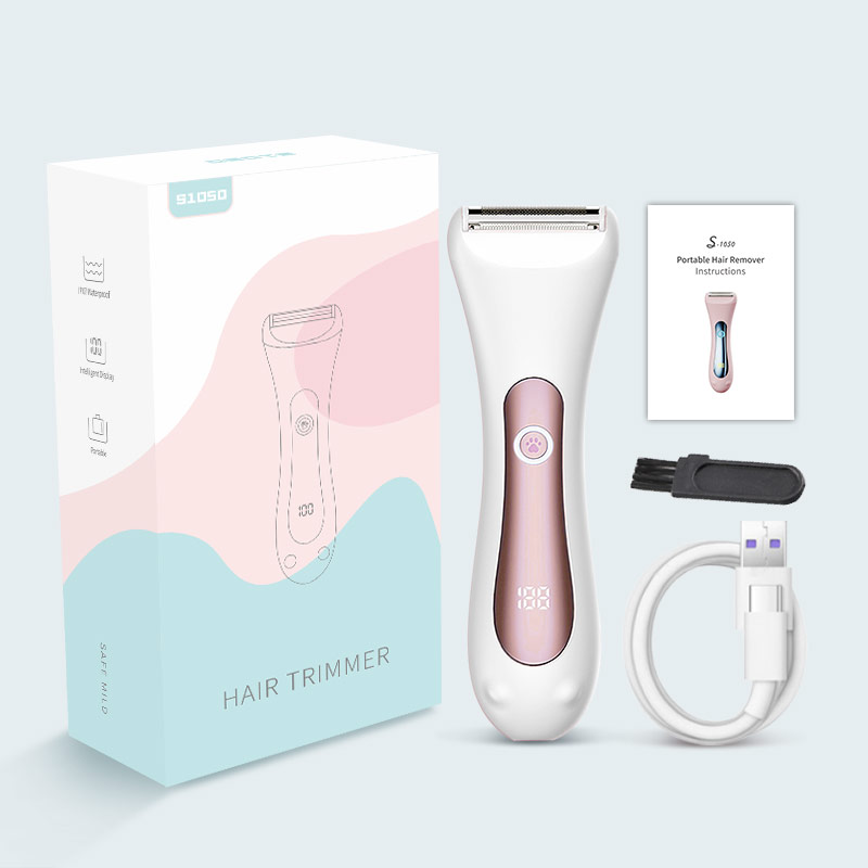 Elektrischer Körperhaarschneider – Leistenschneider für Männer – Bikini-Trimmer für Frauen – Nass-/Trockenrasierer, Friseur, wasserdichter Hygienetrierer: Weiß