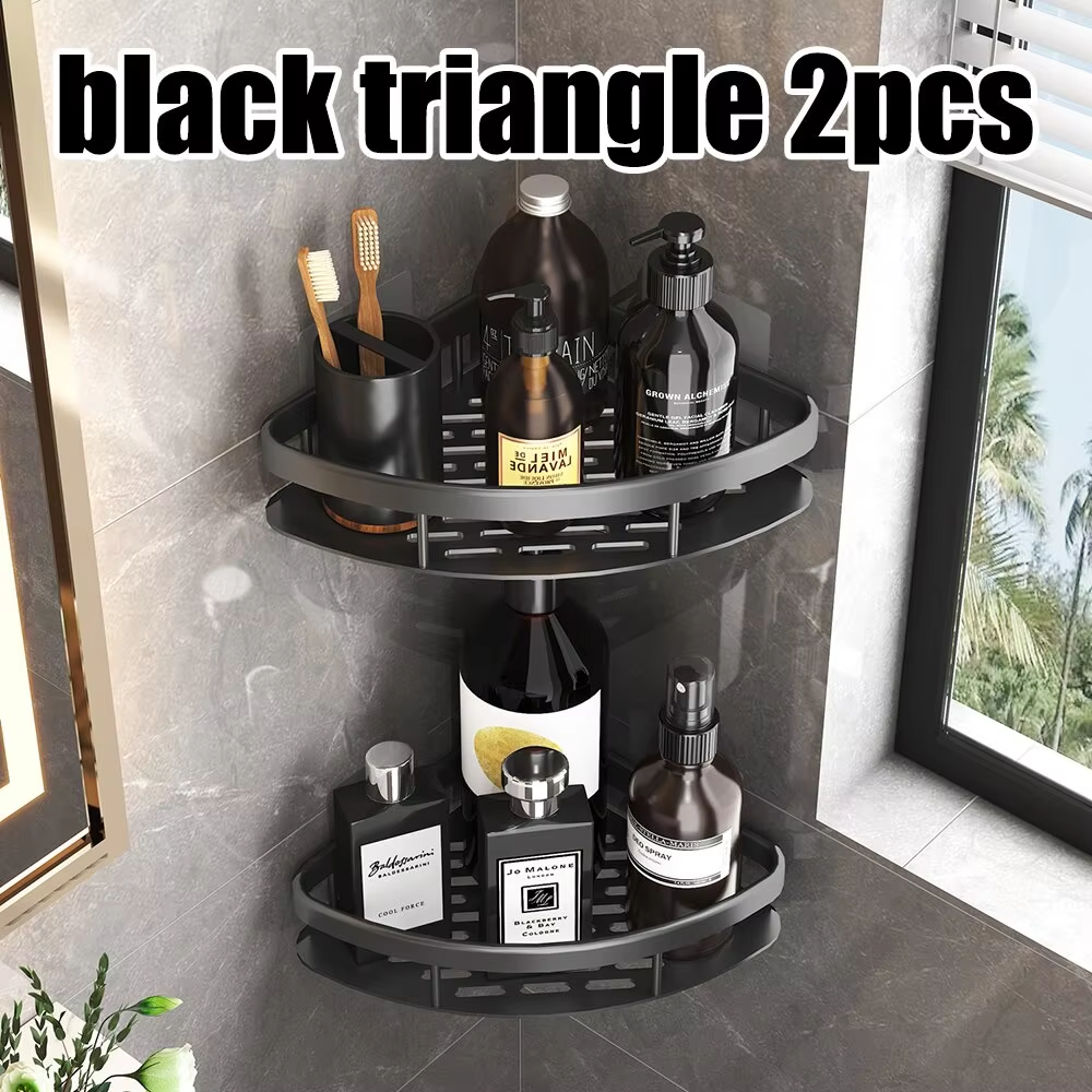 Driepotige rek aan de muur hangende hoek rechthoekige beugel aan de muur gemonteerde douche-shampoo rek badkamerrek handdoekenrek beugel: Rood