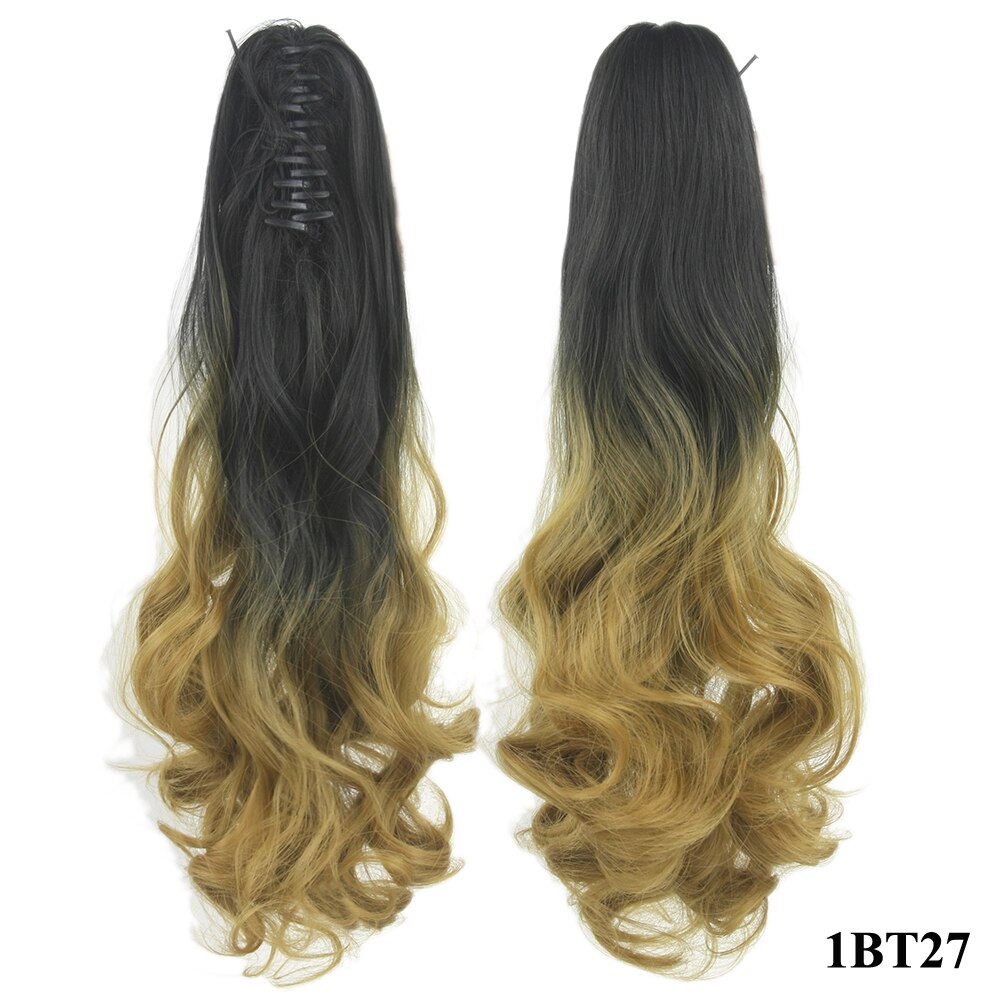 Soowee – Postiche Queue De Cheval synthétique à pince, 24 pouces, Extensions De cheveux ondulés gris ombré, Postiche Queue De Cheval: # 144