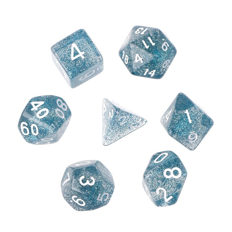 7Pcs Twinkling Polyhedral Dice For Dragon Pathfinder D20 D12 2xD10 D8 D6 D4: LB