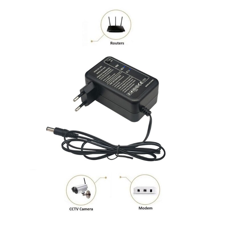 Rechargeable 5000mAh 5V 9V 12V UPS Uninterrupted Backup Power Supply 5.5x5.1mm Output for WiFi Router LED CCTV Camera
