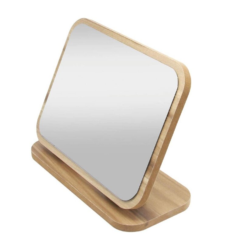 Vanity Mirror Wooden Rustic Surface Countertop Desktop Stand Travel Mirror Foldable Dressing Table Bedroom Adjustable
