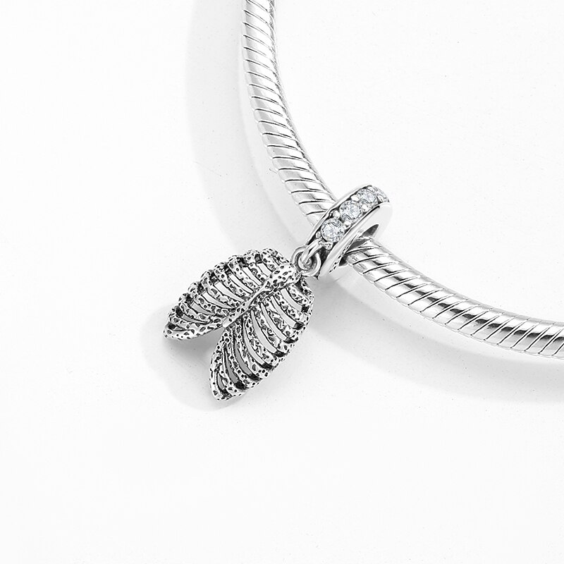Nova forma de costelas 925 prata esterlina pingente contas se encaixa original stillhouse cz charme pulseiras finejewerly fazendo