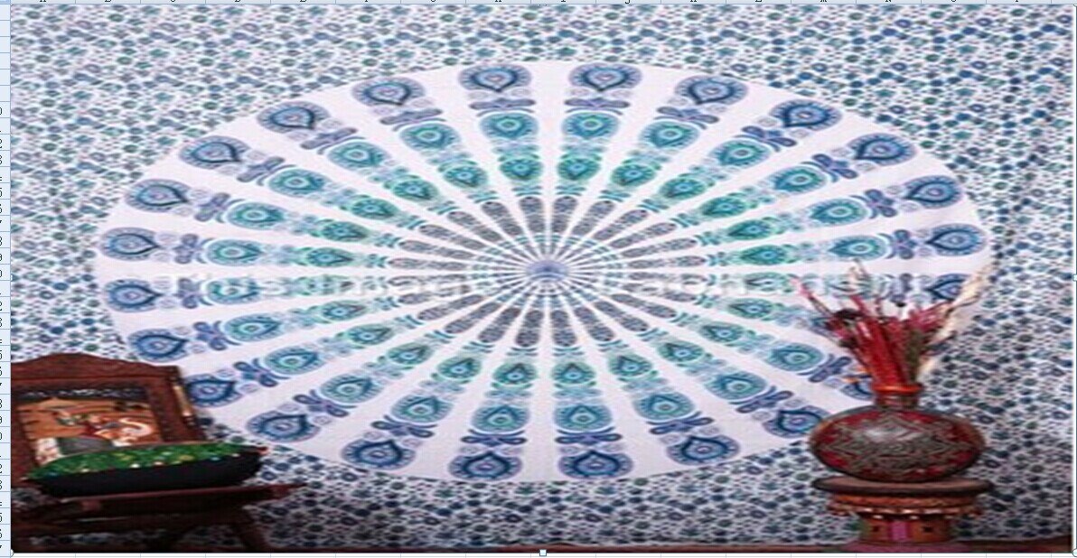 Nueva Toalla de playa redonda plegable, colgante de pared de secado rápido, manta Mandala pícnic al aire libre, alfombra de pavo real, Alfombra de acampar, toallas de natación: Azul