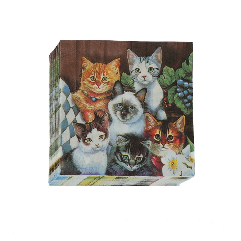 20 Stks/zak Servetten Papier Katten Decoupage Servet Papieren Tissue Voor Xmas Wedding Decor Party Tafel Levert