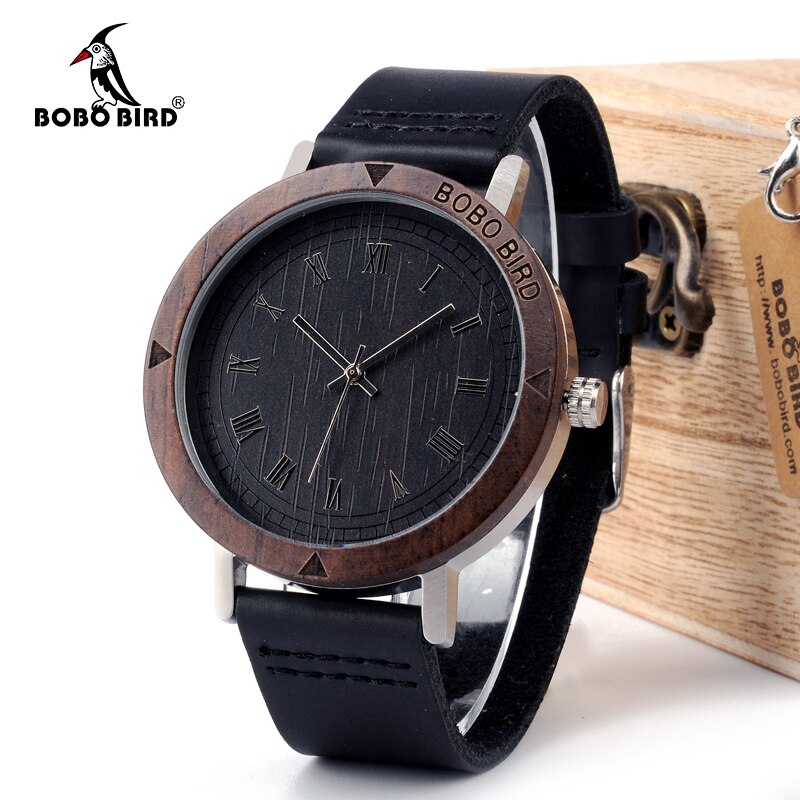 BOBO BIRD WK05 Mens Watch Rome Number Dial Face Soft Leather Band Japan Quartz 2035 Wristwatch Accept OEM Relogio