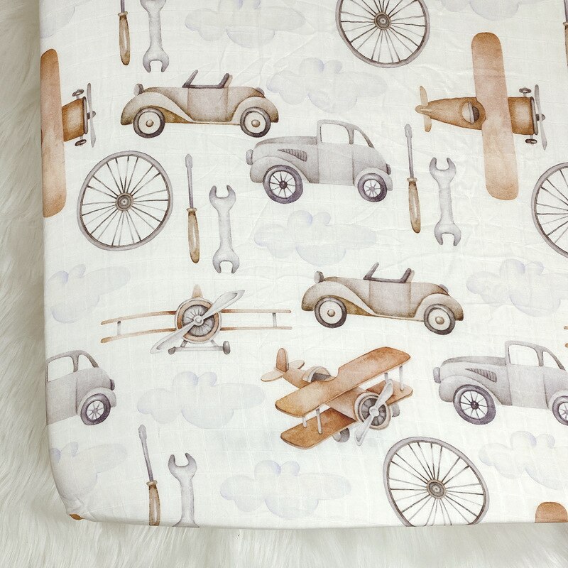 Wieg Beddengoed Lakens Baby Sprei Op Het Bed Bamboe Gaasje Mousseline Print Hoeslaken Kids Items: Car