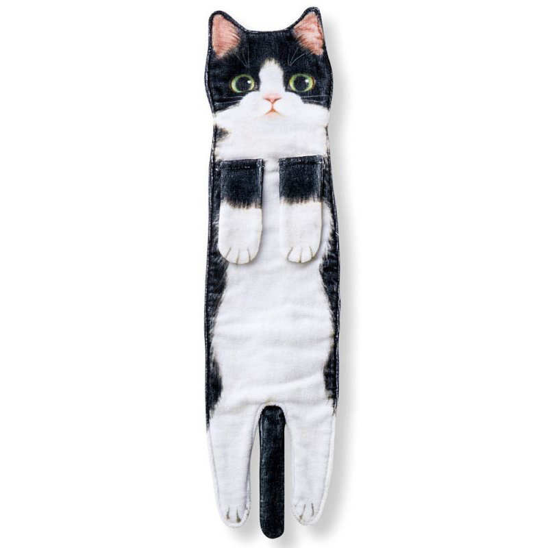 Leuke Kat Handdoek Multipurpose Microfiber Gezicht Handdoek Super Zachte Absorberende Handdoek Thuis Badkamer Keuken Leuke Kat Handdoek B99: Black and white cat / Quick drying