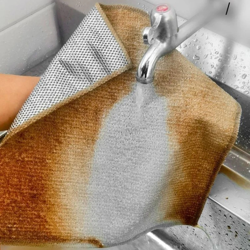 15/3 Stuks Magische Staaldraad Reinigingsdoek Dubbelzijdig Verdikte Metalen Zilveren Draden Vodden Keuken Schotel Wasdoek Schoon Gereedschap