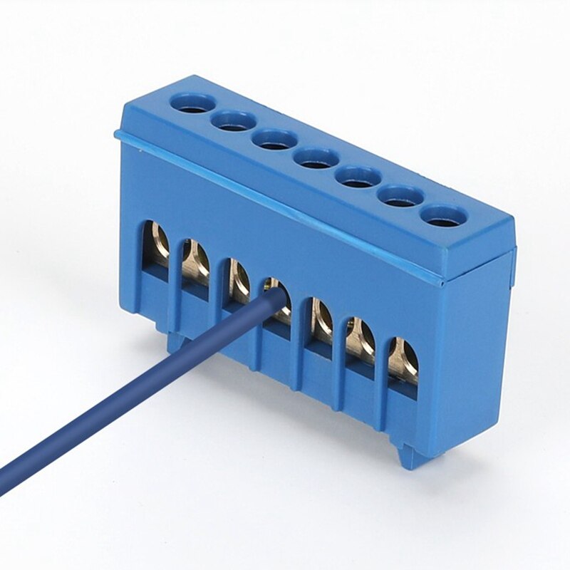 1pcs Rail type copper terminal block 7 / 12 / 15 hole flame retardant brass neutral grounding bar