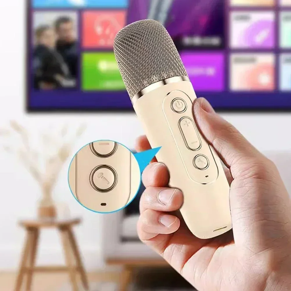 K12 Wireless Bluetooth Speaker Multifunction with 2 Microphone RGB Portable Music Player Karaoke Machine for Child Home