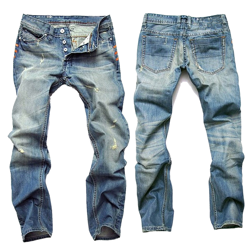 Pantalones vaqueros informales para hombre, Jeans rectos de algodón de , venta al por menor y al por mayor, de , talla grande,