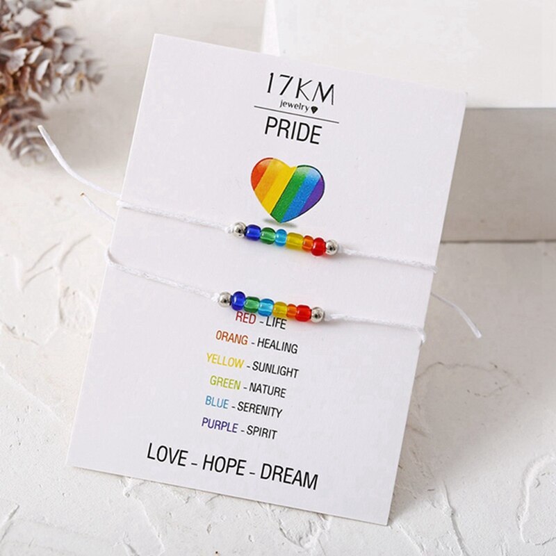 2 Stuk/set Gemengde Regenboog Kleurrijke Bead Armband Bohemian Stijl Armband Wish Paar Vriendschap Lucky Sieraden