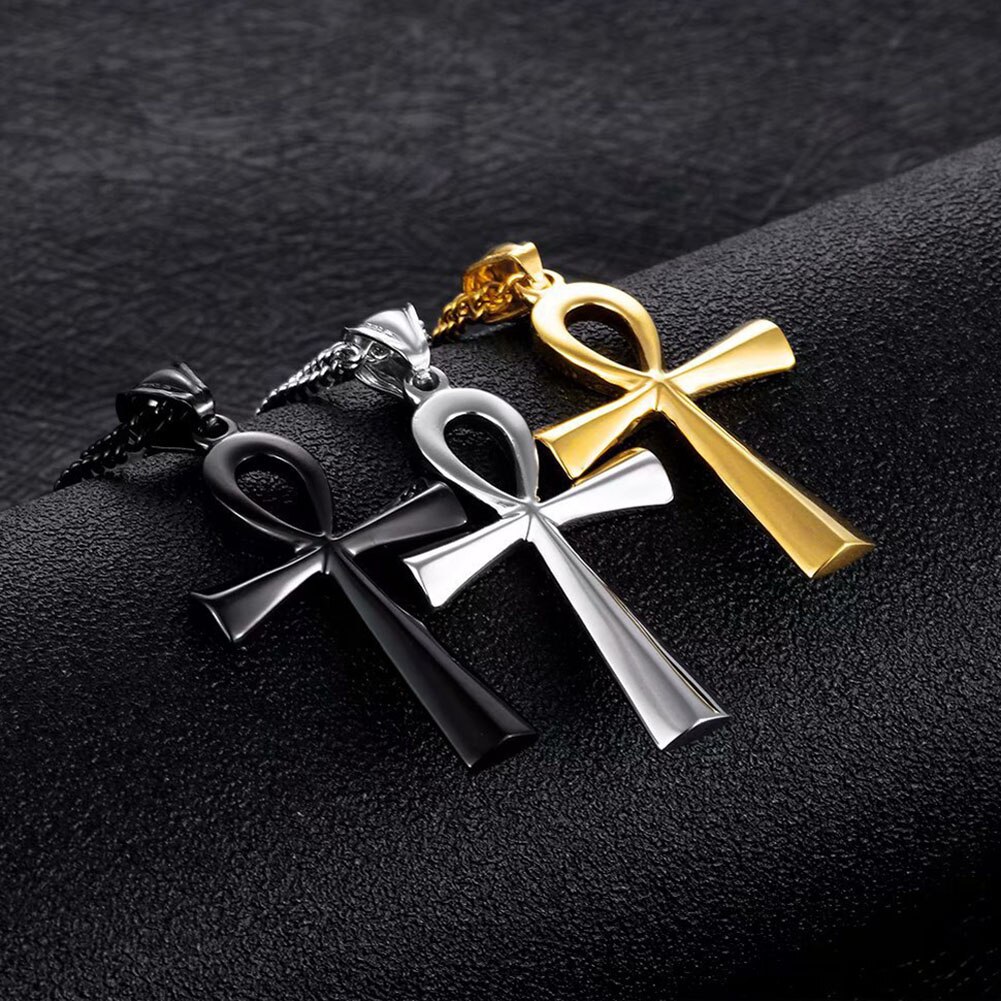 Religia egipski Ankh krucyfiks naszyjniki krzyż wisiorek ze stali nierdzewnej symbol życia krzyż naszyjniki biżuteria prezenty