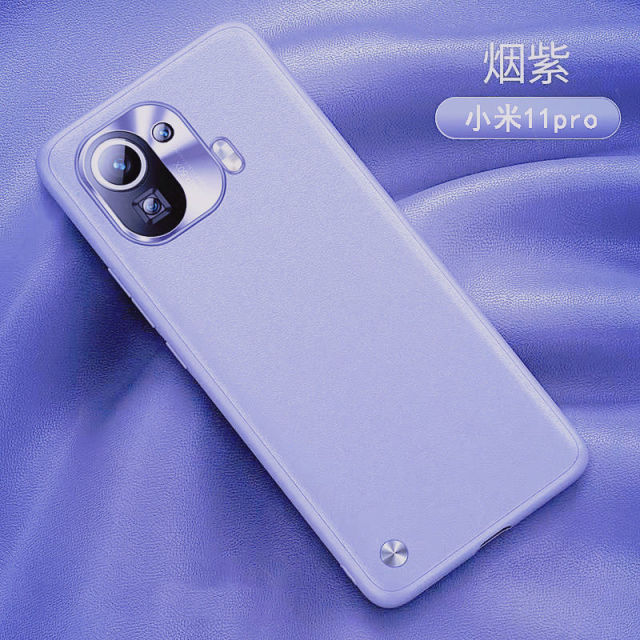 Luksusowe skórzane etui do Xiaomi 10 11 Pro odporna na wstrząsy Funda do Xiaomi 11 Mi11 pełna pokrywa tylna obudowa aparatu Mi10 silikonowy zderzak: Purple for Mi11 Pro