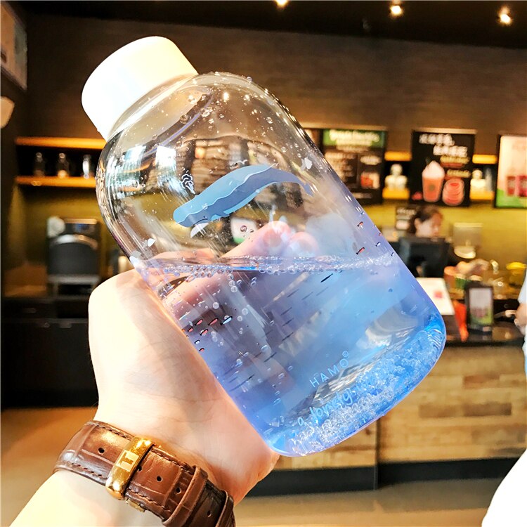 Ocean gradient farver vandflasker gennemsigtigt glas vandflaske høj kapacitet lækagesikre rejser sports vand kopper: -en