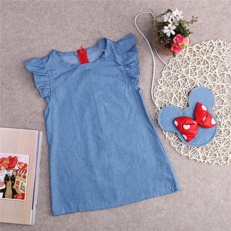 Zomer Jurk Baby Meisjes Kleding Mode Meisje Jean Jurk en Leuke Tas 2 in 1 Kind Jurk Set