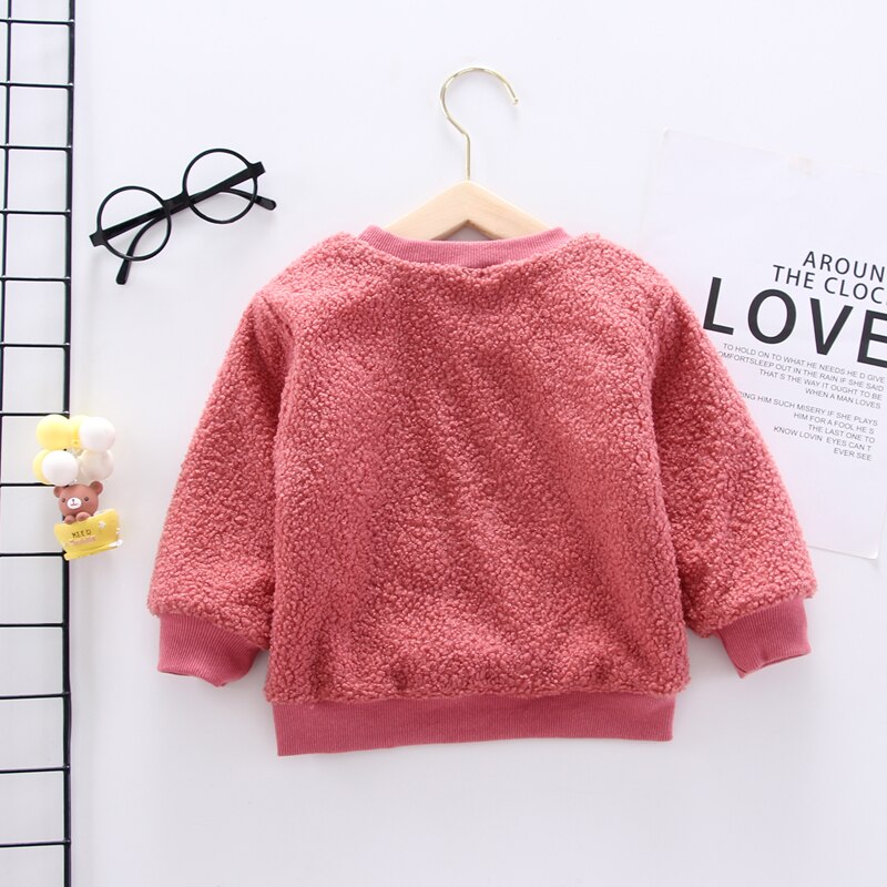 Ienens baby vinterkläder pojkar tröjor barn tecknad sweatshirt kläder varma hoodies 1 2 3 4 år tjej plus sammetstoppar