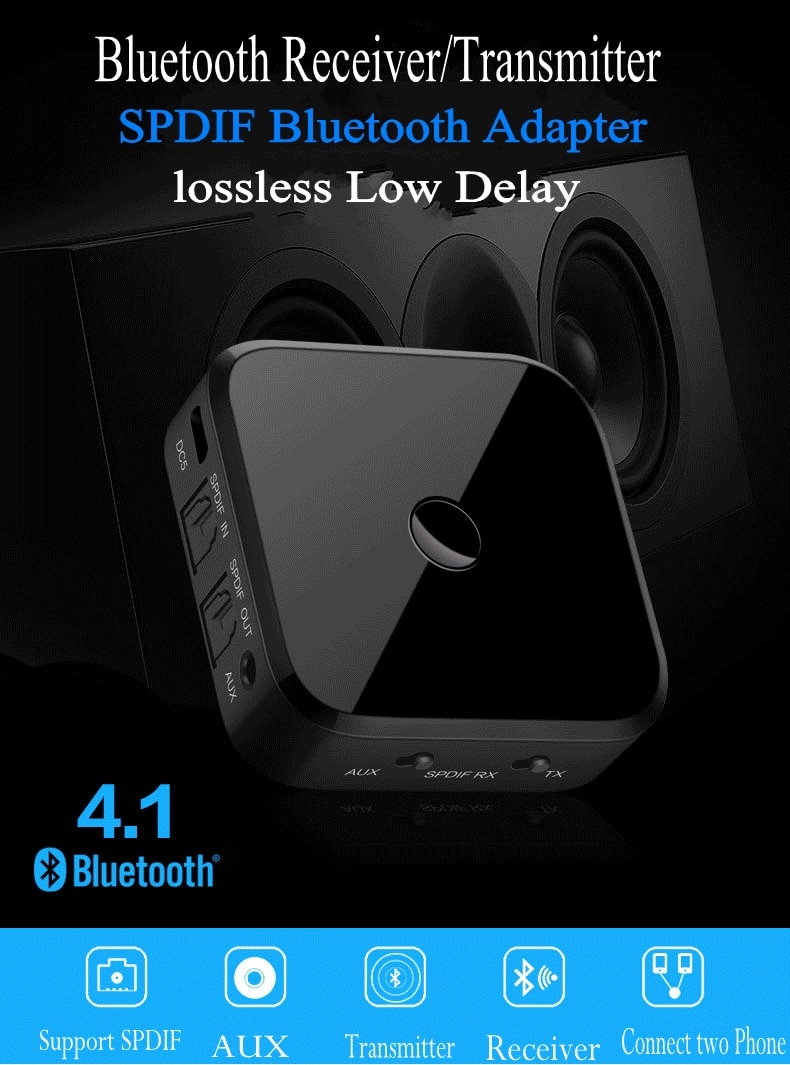 APTX lossless 2 in 1 Wireless Bluetooth 5.0 Transmitter Receiver Audio 3.5mm SPDIF Adapter For Smartphone PC TV Headphone