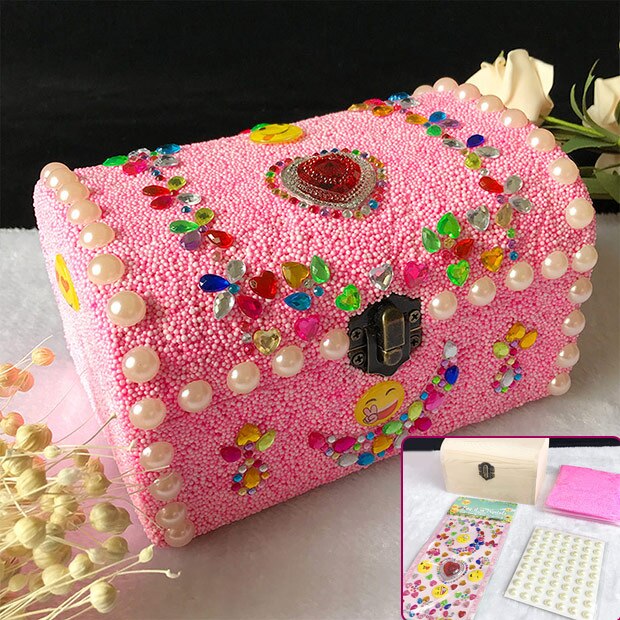Enfants fait à la main bricolage matériel sac fille en bois massif papeterie boîte boîte à crayons flocon de neige boue bâton perceuse boîte de rangement: M-1