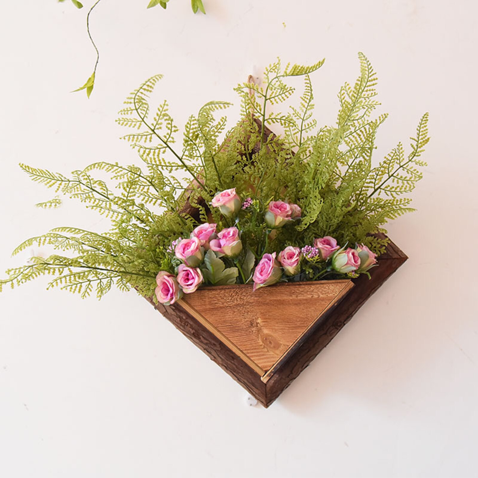 Retro Hanging Planter Nordic Style Flower Pot Wooden Plant Pendant Wall Flowerpot Living Mounted Container Holder Dining Room