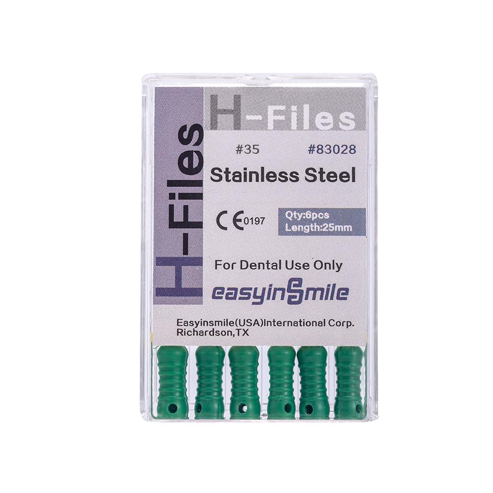 10Packs Dental Endo Stainless Steel Root Canal Endodontic H-Files Reamers Hand Use 25mm EASYINSMILE 6Files Per Pack: Size35
