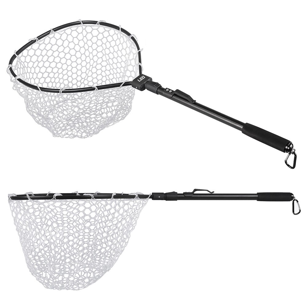 Fly Fishing Net Mesh Wooden Handle Nylon Rubber Landing Net Catch and Release Holder Basket Pesca Combo Kit Trout Fishing Tools