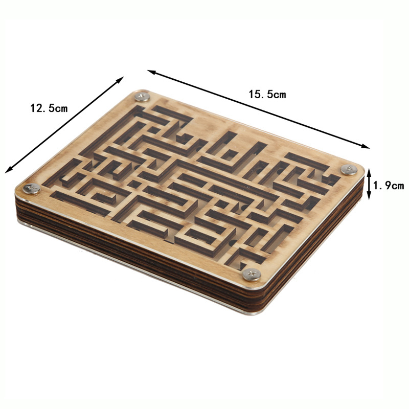 Two Layers 3D Wooden Maze Puzzle Challenging Mind Anti Stress Labyrinth Puzzles Game for Adults