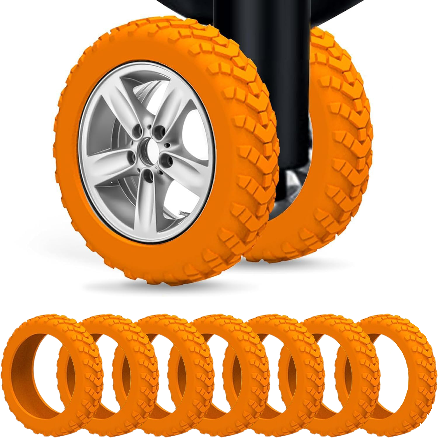 1/24Pcs Thicken Texture Silicone Wheels Protector For Luggage Reduce Noise Travel Luggage Wheels Cover Luggage Accessories: 3/8" / Light Gold