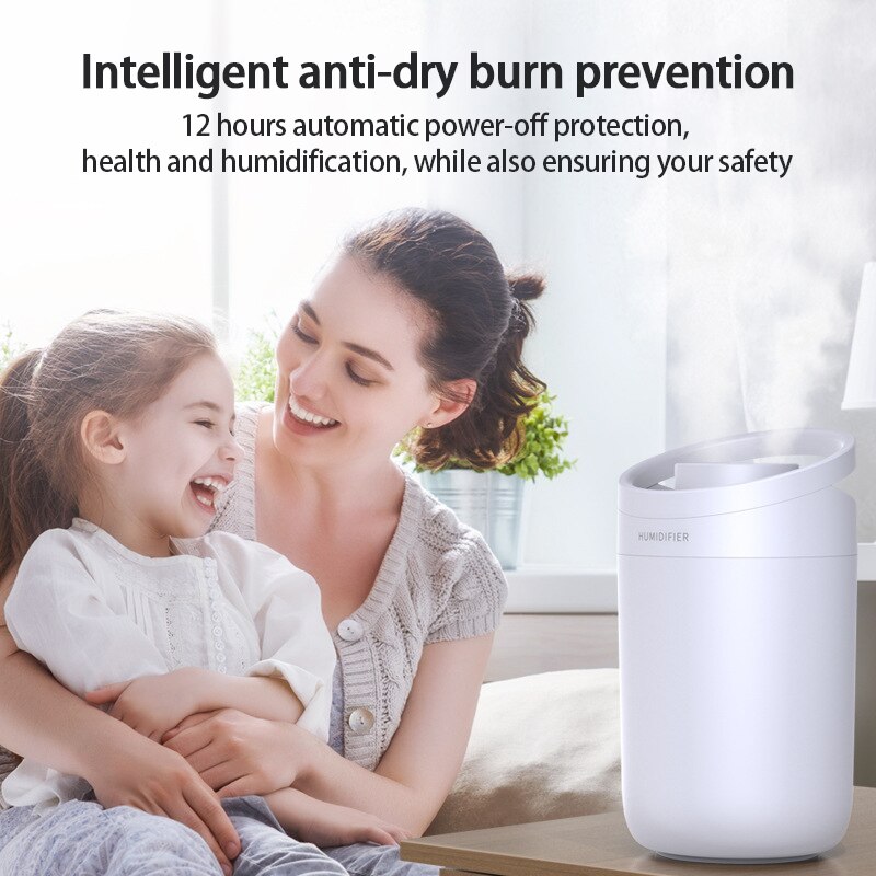 Air Humidifier Large Capacity Aroma Diffuser Machine Essential Oil Ultrasonic Mist Maker Portable Office Double-jet Humidifier