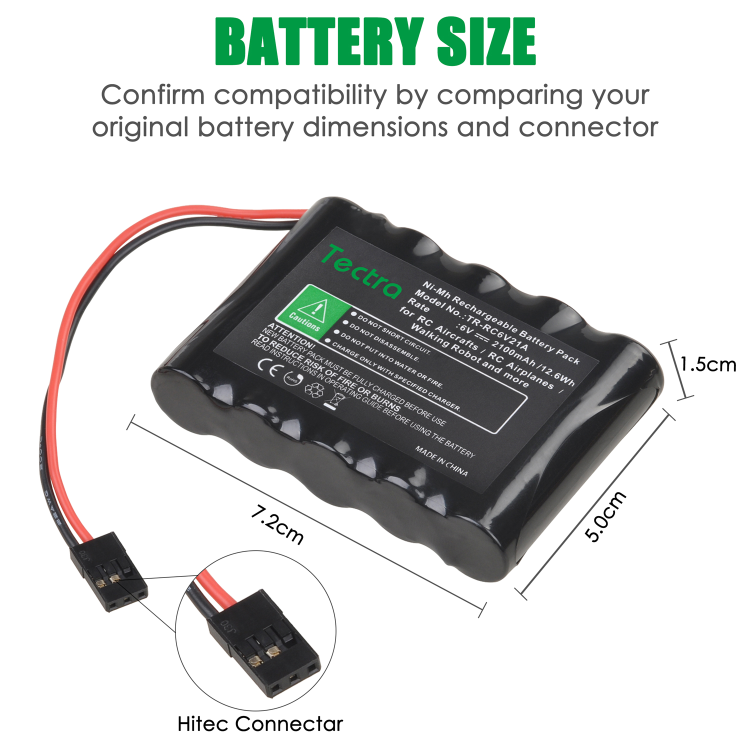 Paquetes de baterías NiMH RC de 6V y 2100mAh con conector Hitec para aviones RC y Robot para caminar, batería recargable de alta capacidad