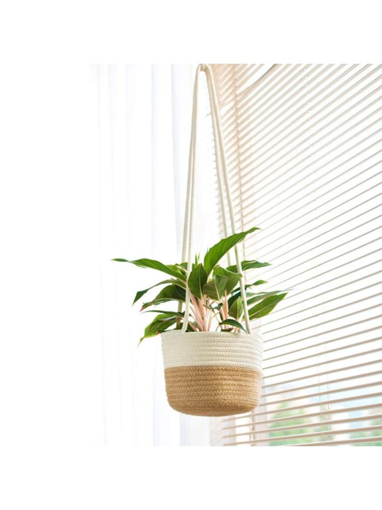 Handwoven Opknoping Planter Plant Mand Met Jute Katoenen Koord Indoor Bloempot P0RE