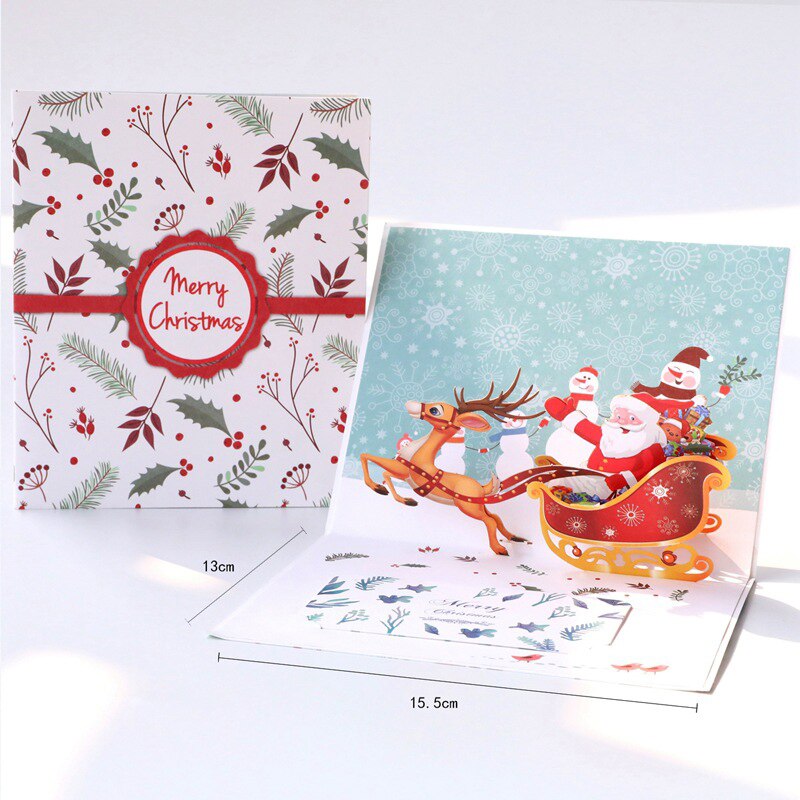 2 st tomte släde popup julkort handgjorda 3d popup gratulationskort till jul wxv